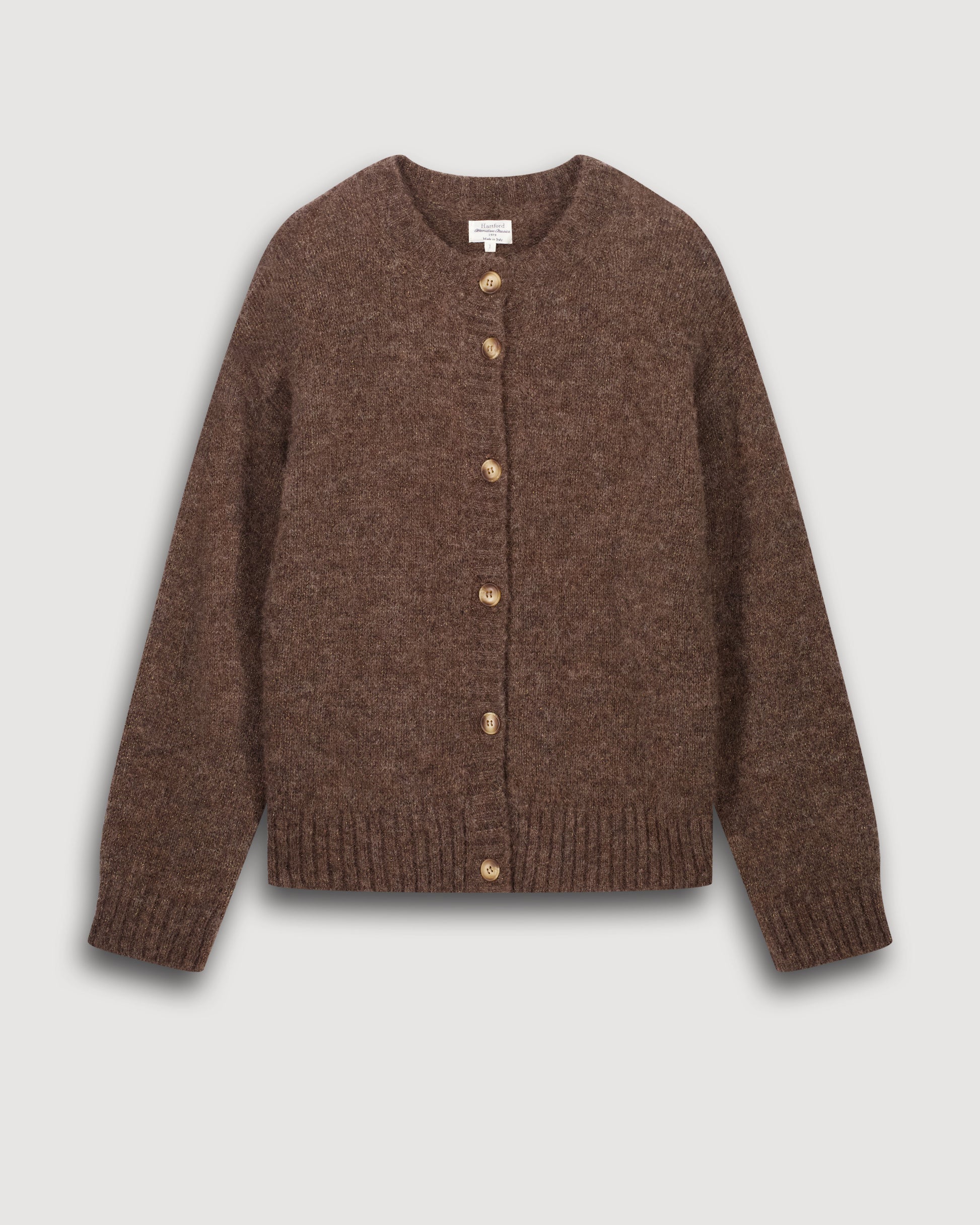 Cardigan Femme en Alpaga & Lurex Marron Meja