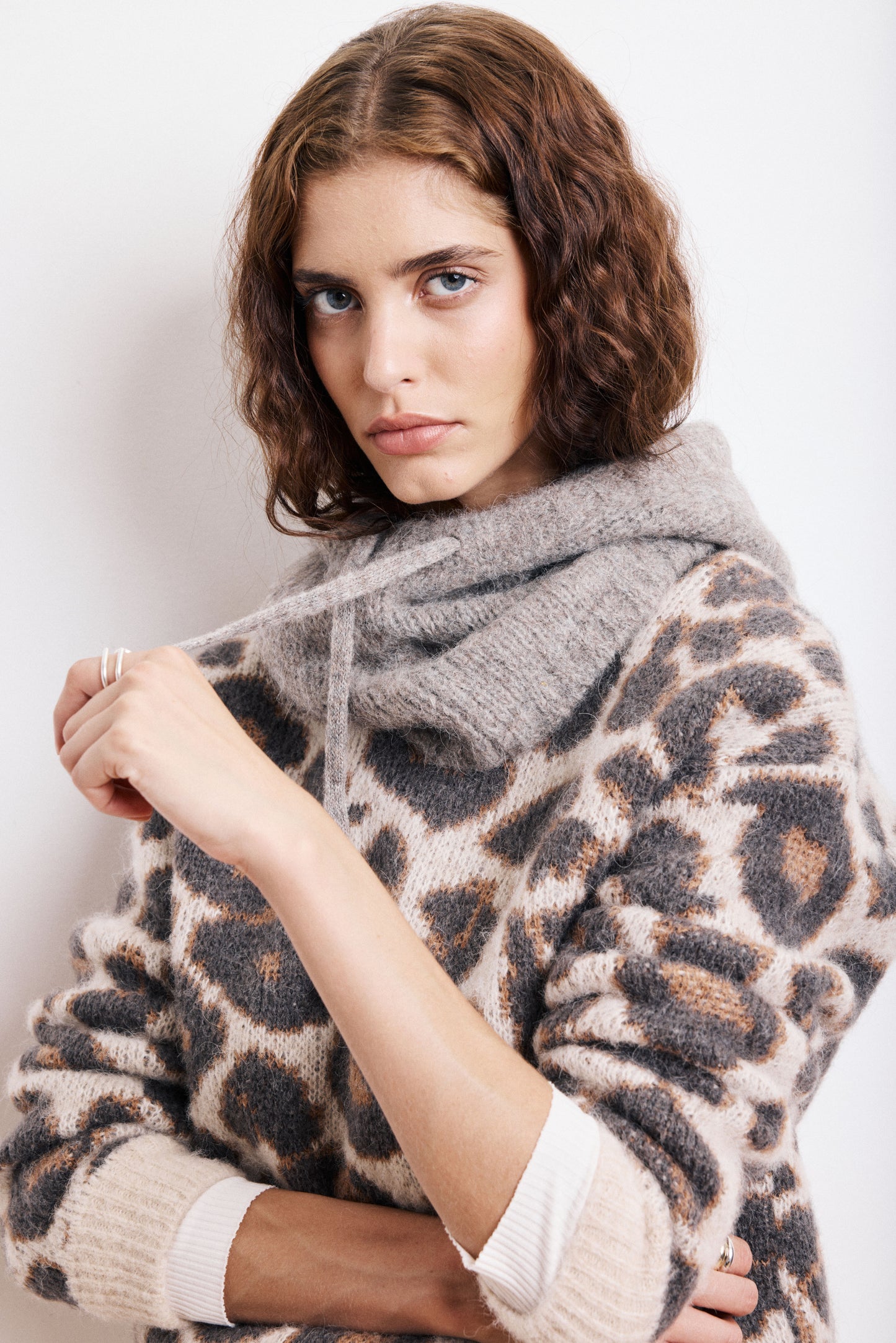 Cagoule Femme en Alpaga & Lurex Taupe Merel