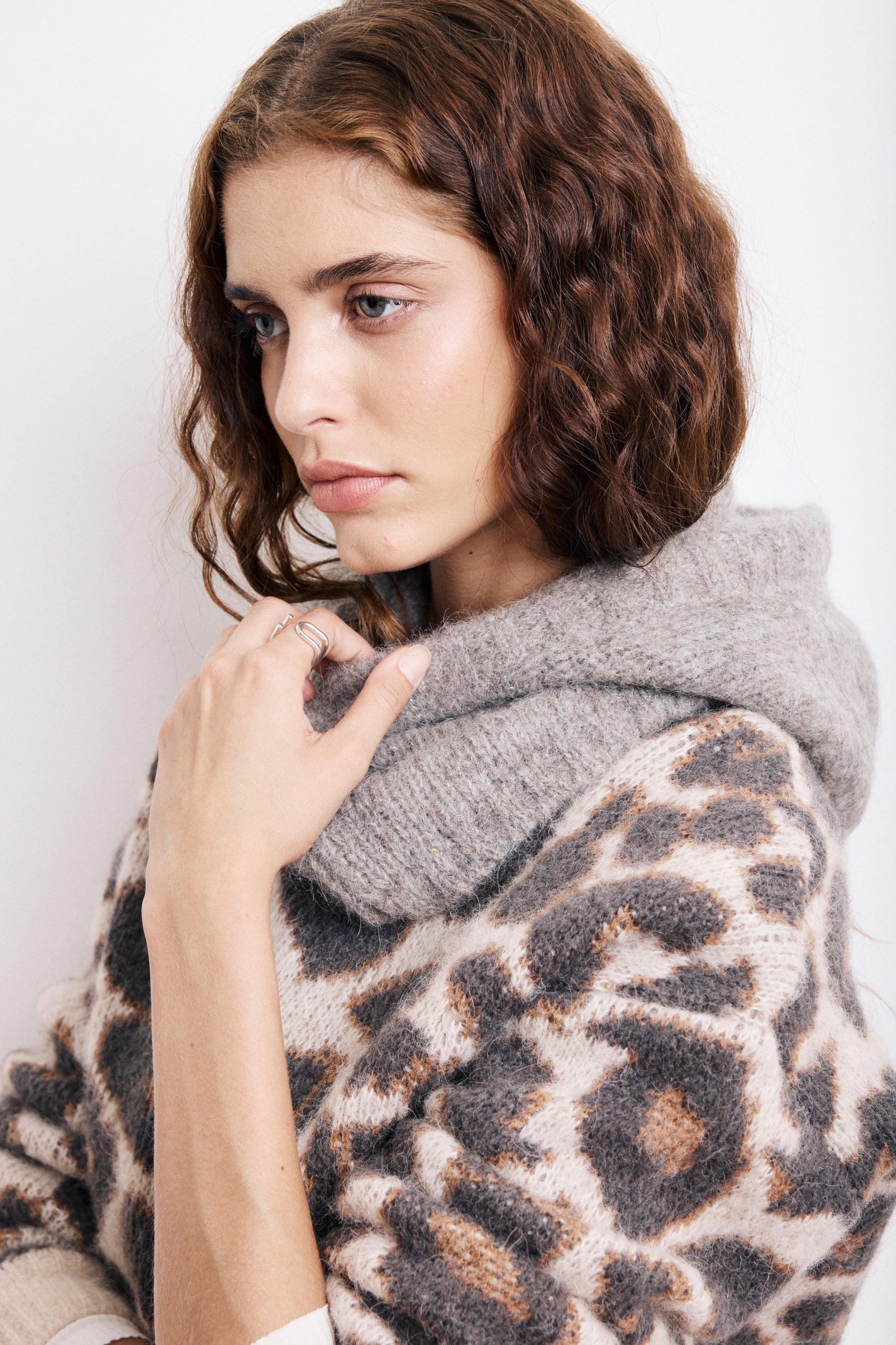 Cagoule Femme en Alpaga & Lurex Taupe Merel