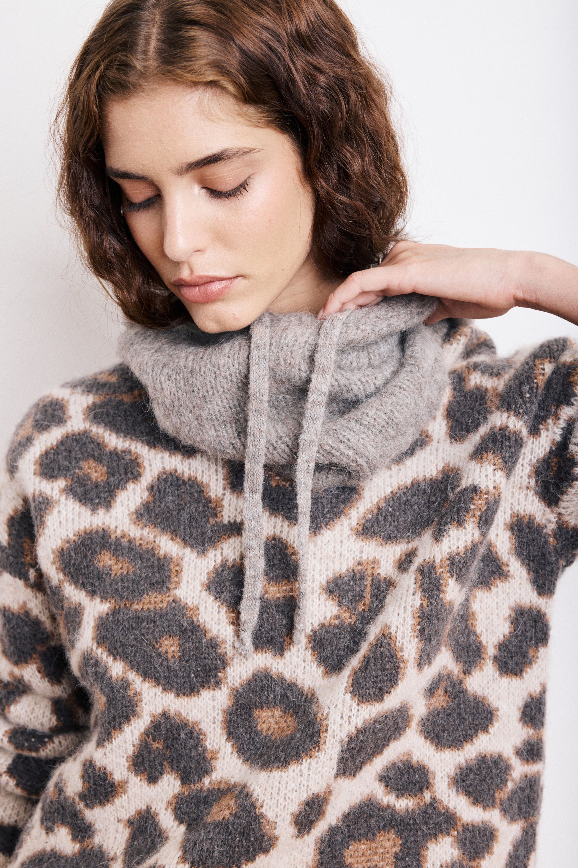 Cagoule Femme en Alpaga & Lurex Taupe Merel