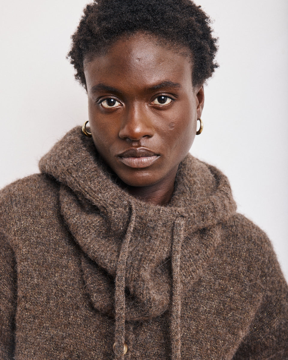 Cagoule Femme en Alpaga & Lurex Marron Merel - Image alternative