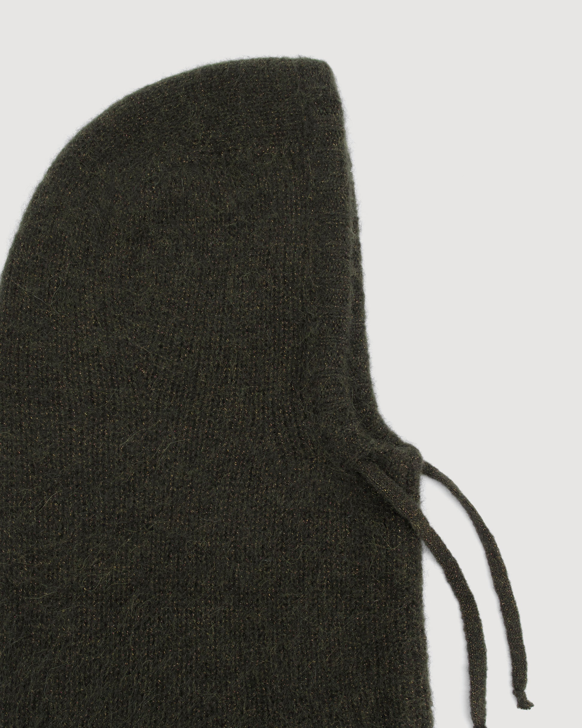 Cagoule Femme en Alpaga Vert Militaire & Lurex Doré Merel