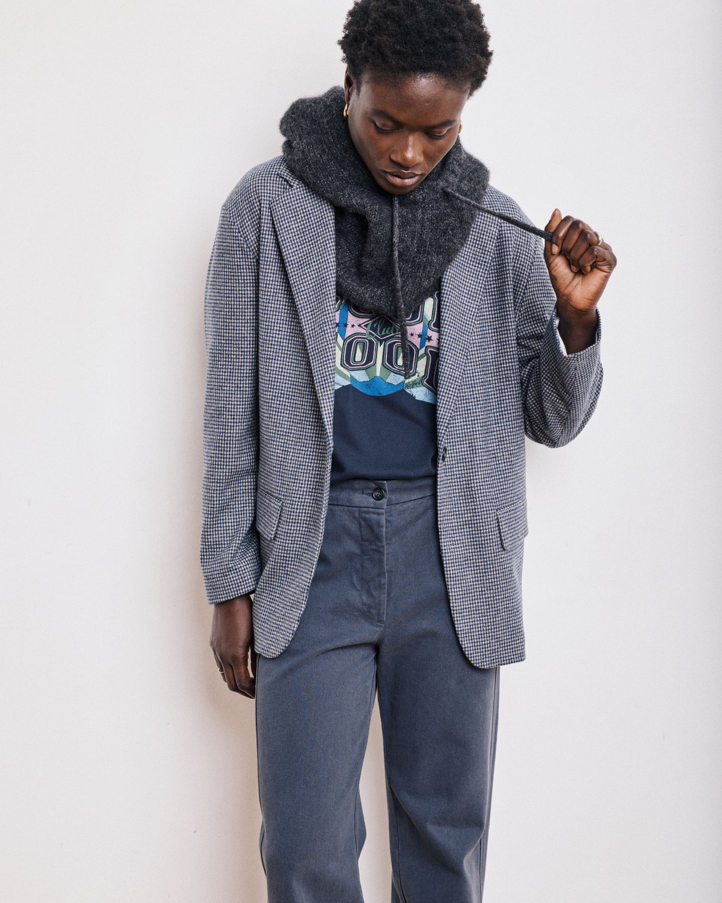 Cagoule Femme en Alpaga & Lurex Carbone Merel