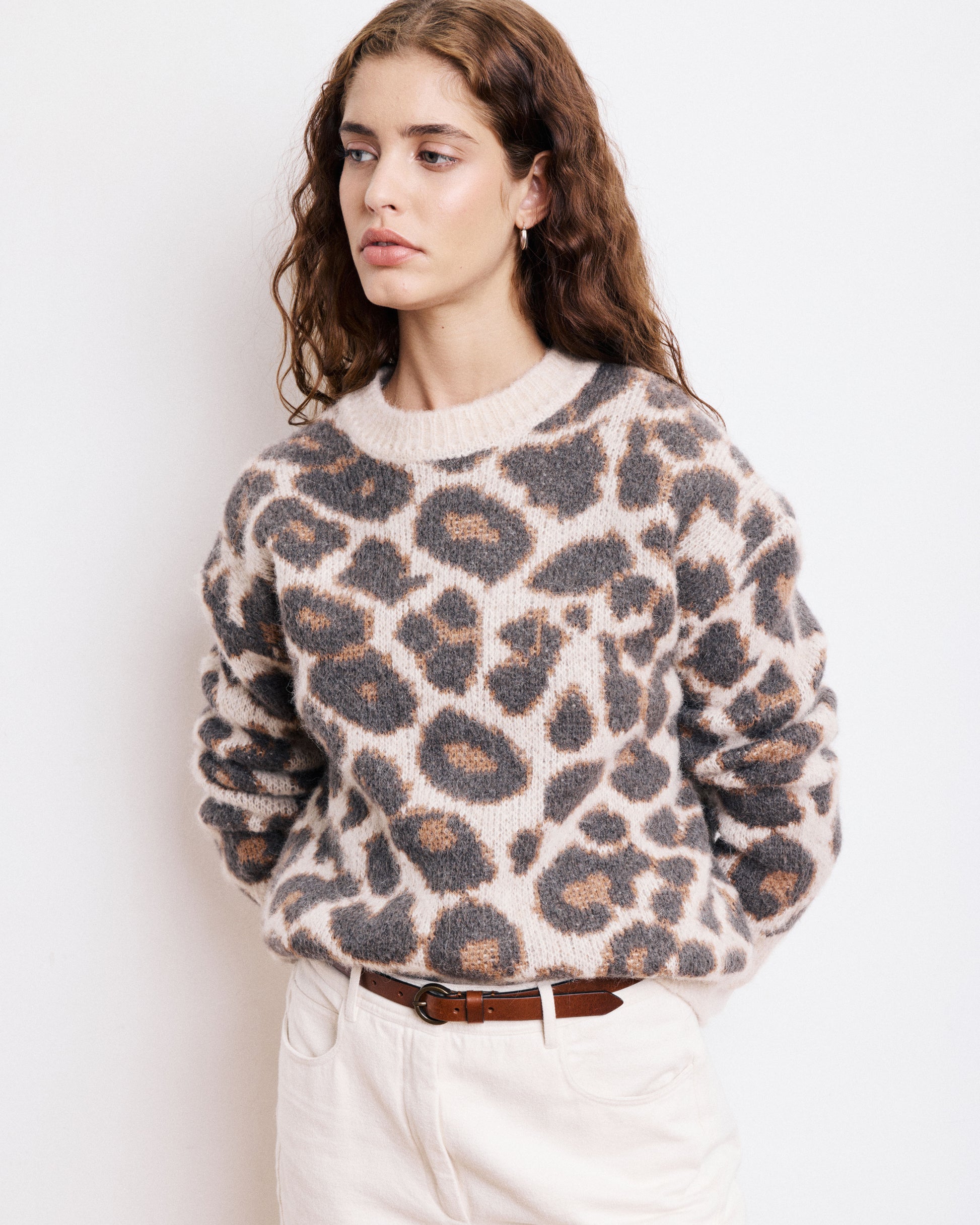 Pull Femme en Alpaga & Laine Léopard Mali