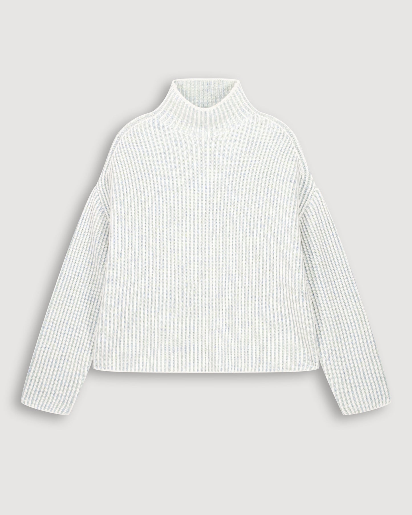 Myatis Women's Off-White & Jade Green Ribbed Merinos Wool Sweat