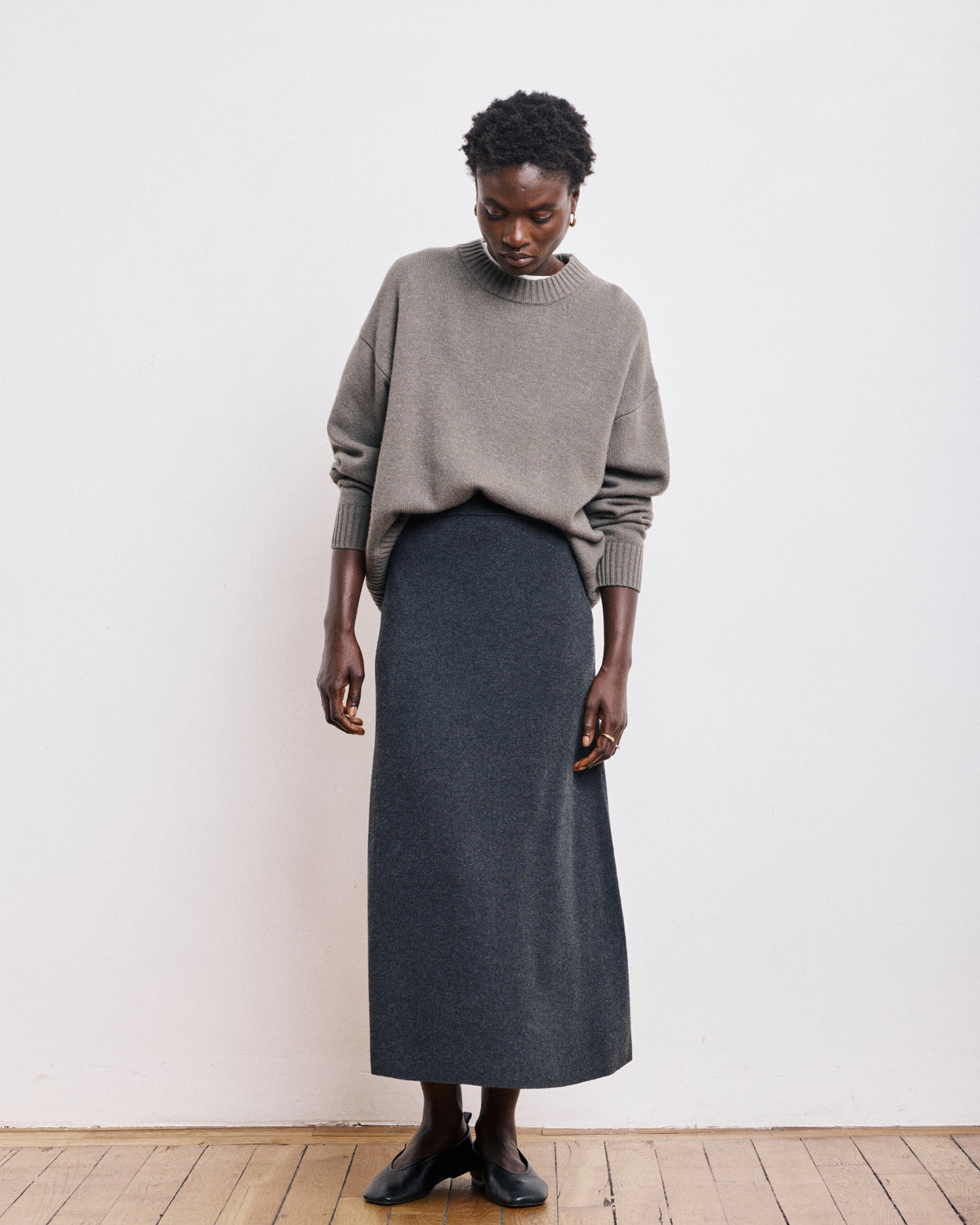 Jupe Femme En Laine Grise Corsonia - Coupe A-Line, Taille 12, Longueur Genoux
