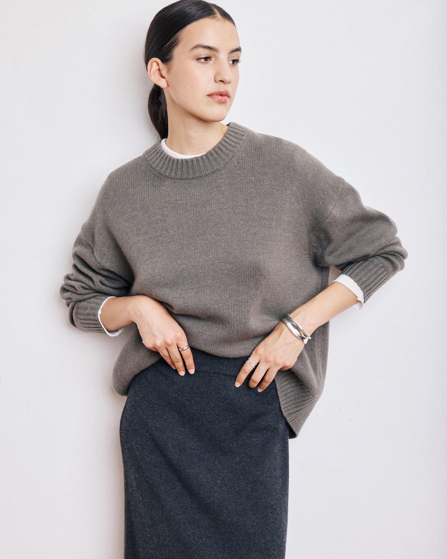 Pull Femme en Laine, Viscose & Cachemire Vert Militaire Magritte