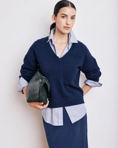 Pull Femme en Laine, Viscose & Cachemire Bleu Marine Melody