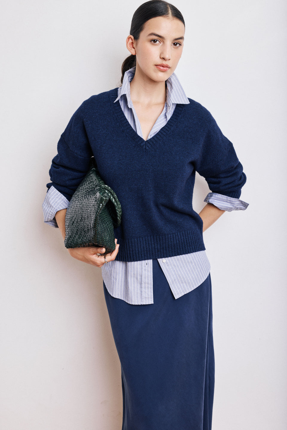 Melody Women's Navy Blue Wool, Viscose & Cashmere Sweat - Image principale