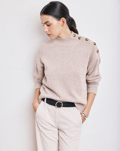 Pull Femme en Laine, Viscose & Cachemire Beige Mystic