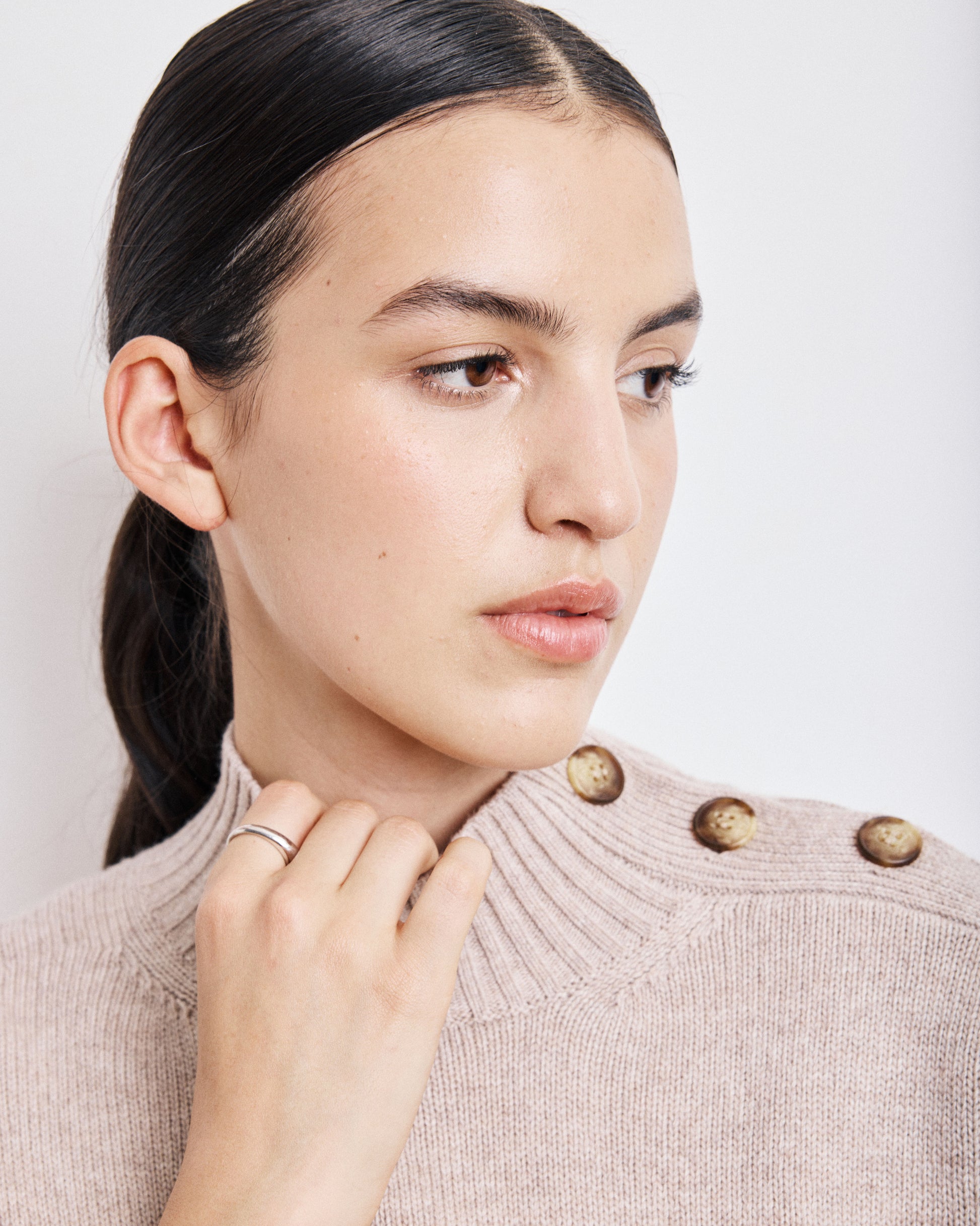 Pull Femme en Laine, Viscose & Cachemire Beige Mystic