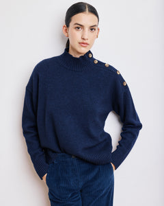Pull Femme en Laine, Viscose & Cachemire Bleu Marine Mystic