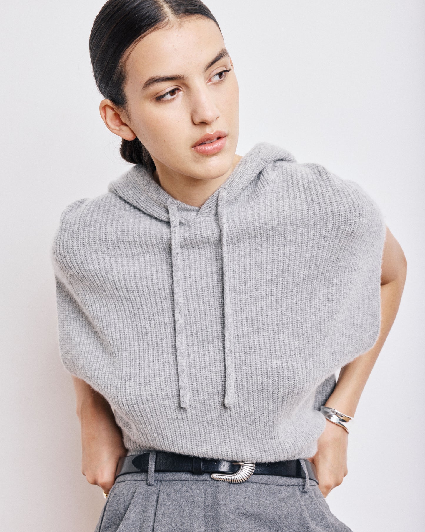 Pull Femme en Laine & Cachemire Gris Chiné Macao