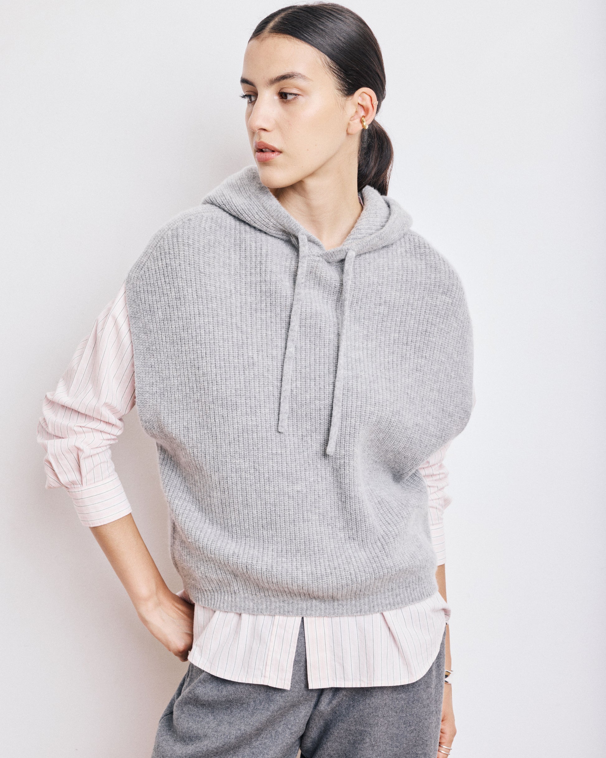 Pull Femme en Laine & Cachemire Gris Chiné Macao
