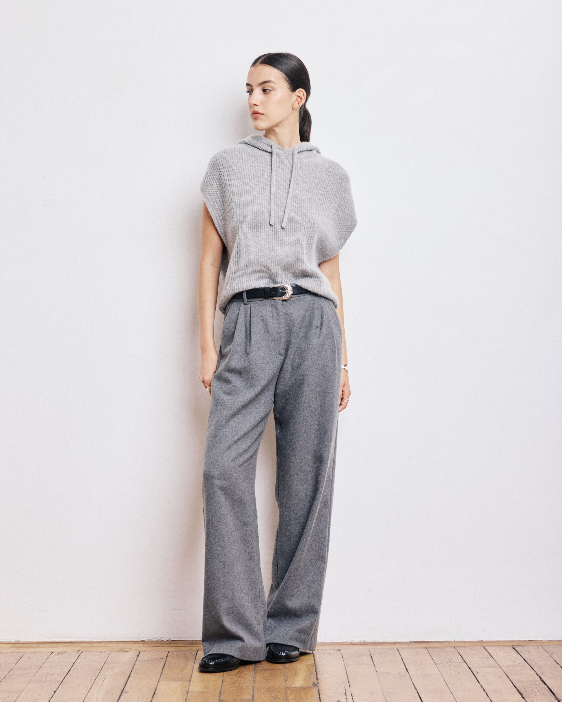 Pull Femme en Laine & Cachemire Gris Chiné Macao