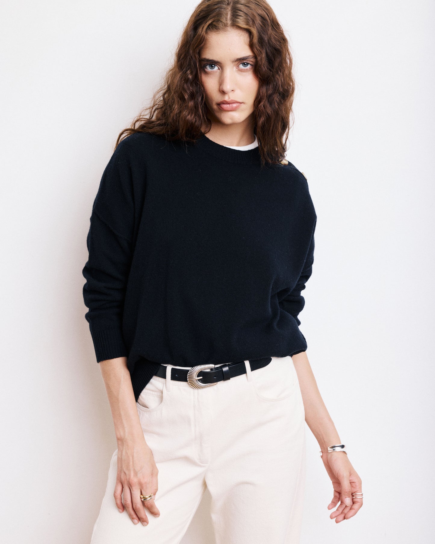Pull Femme en Laine & Cachemire Noir Malis