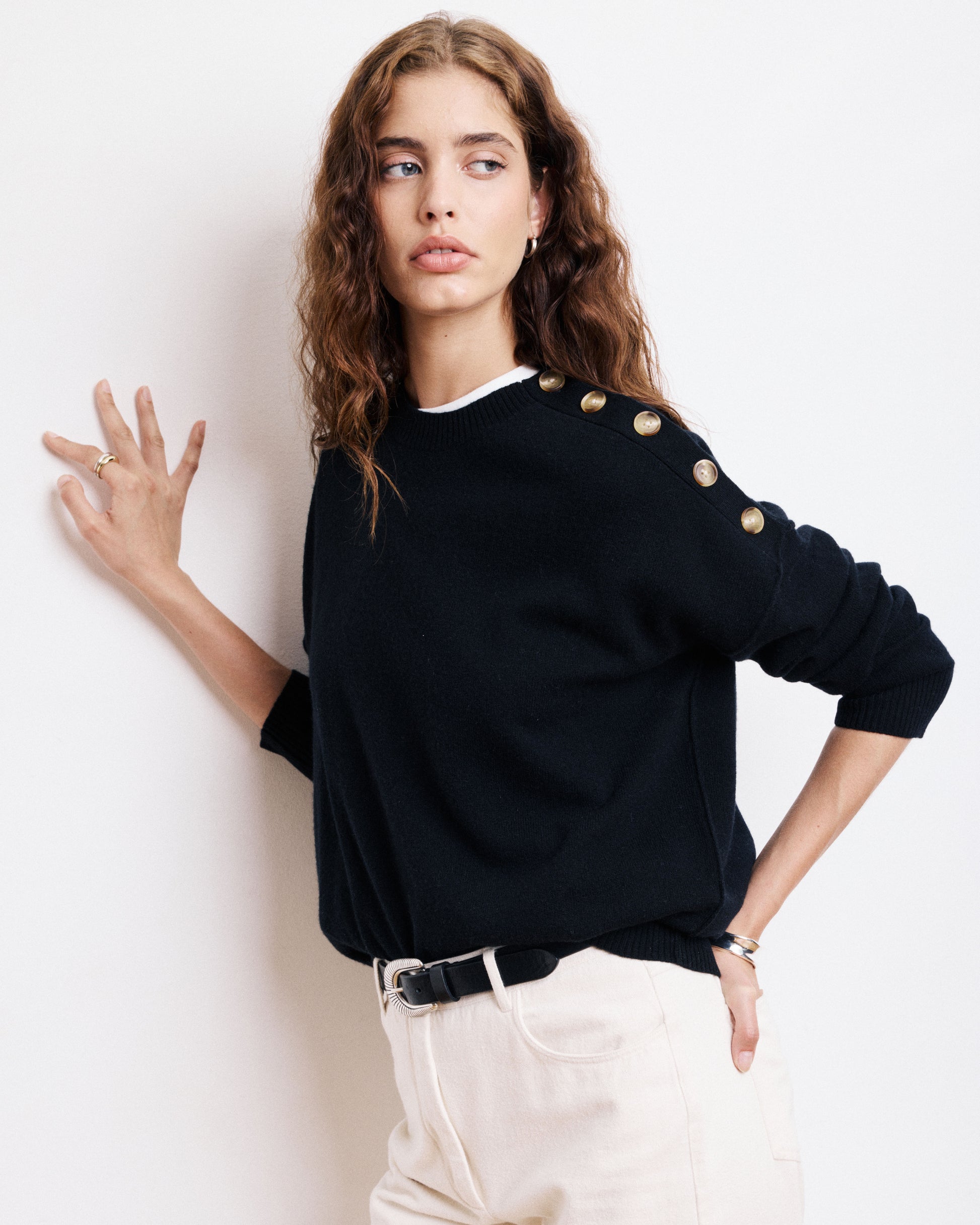 Pull Femme en Laine & Cachemire Noir Malis
