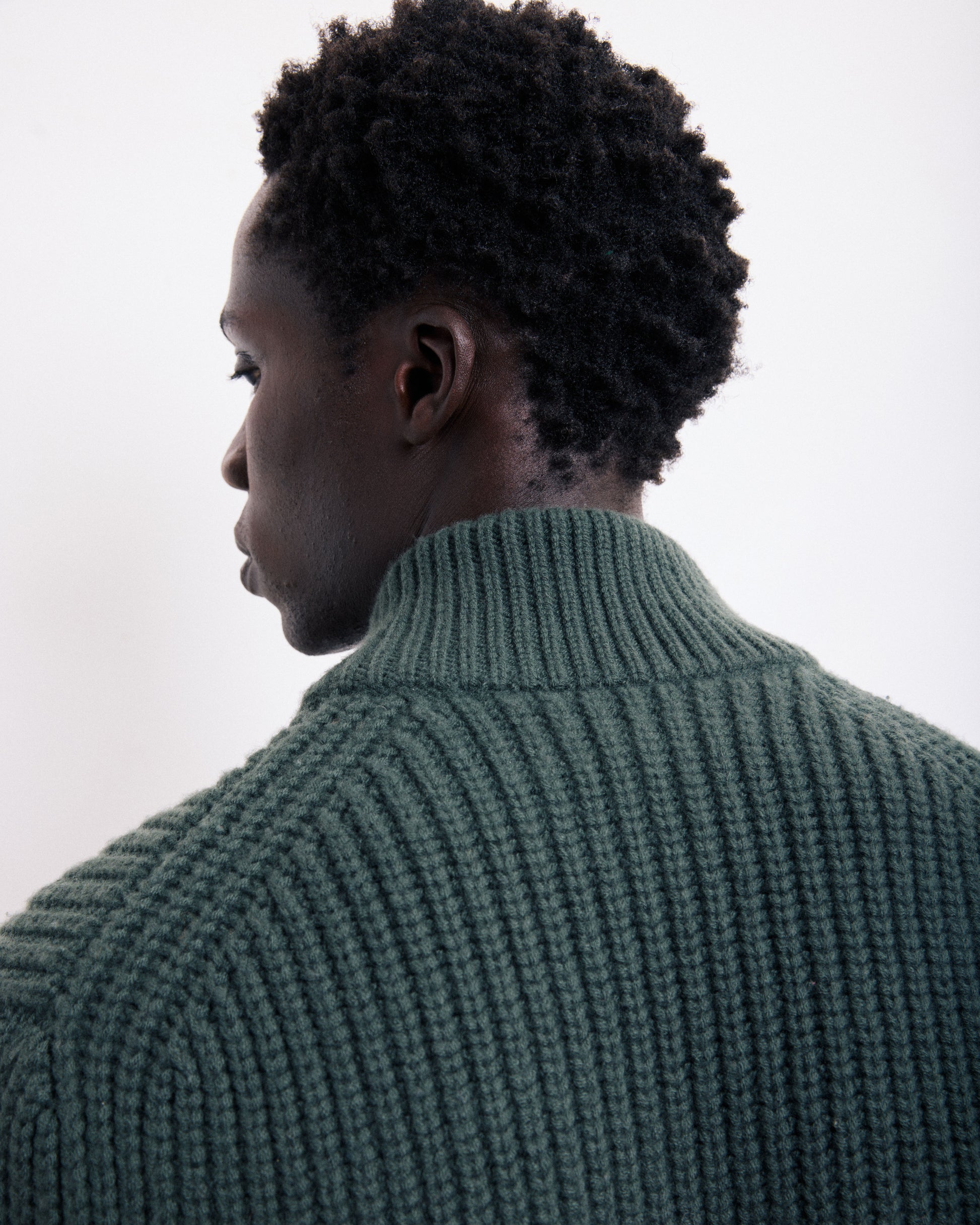 Pull Homme en Laine Mérinos Vert Militaire
