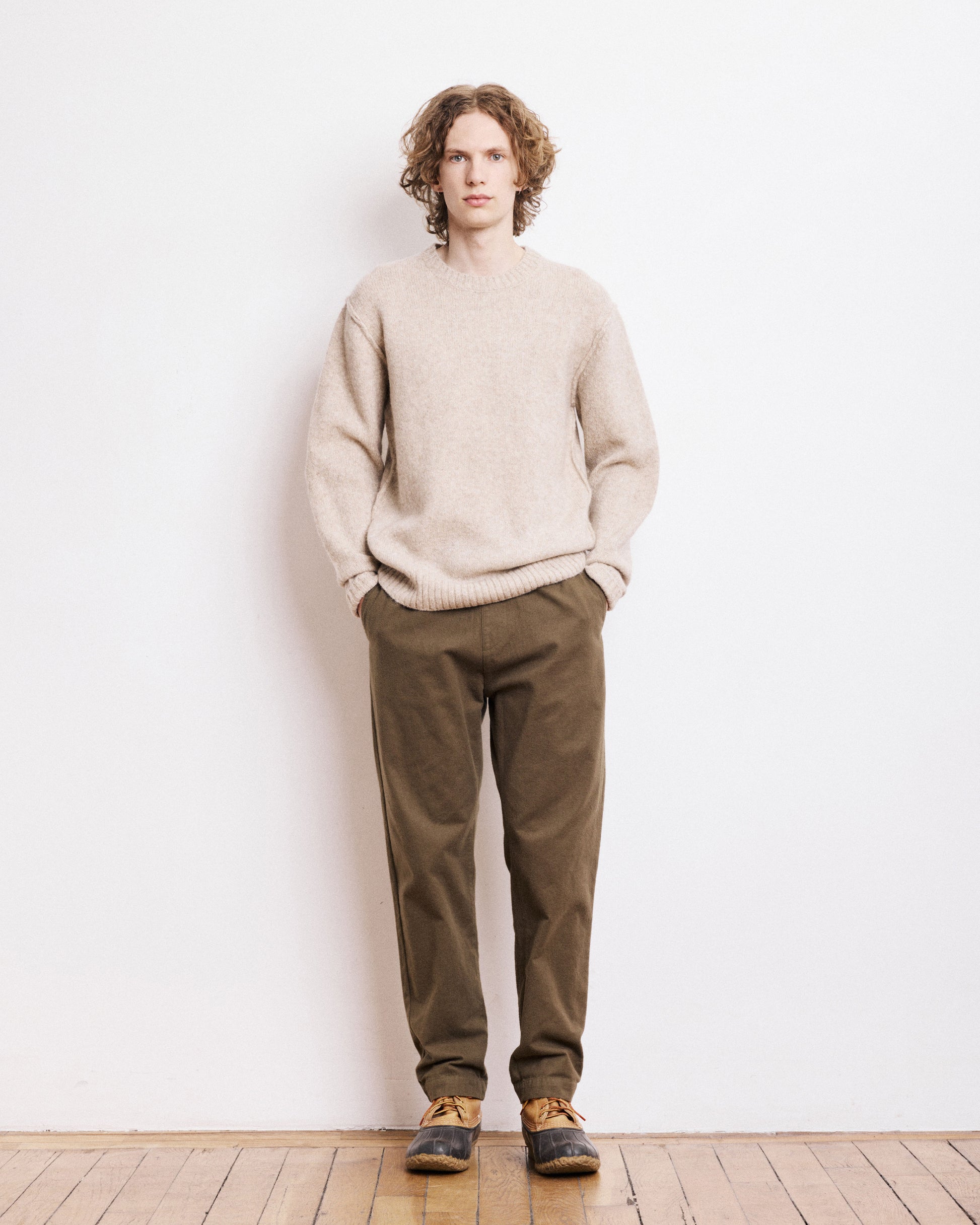 Pull Col Rond Homme en Laine d'Alpaga & Yak Beige