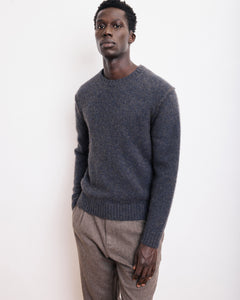 Pull Col Rond Homme en Laine d'Alpaga & Yak Bleu Marine