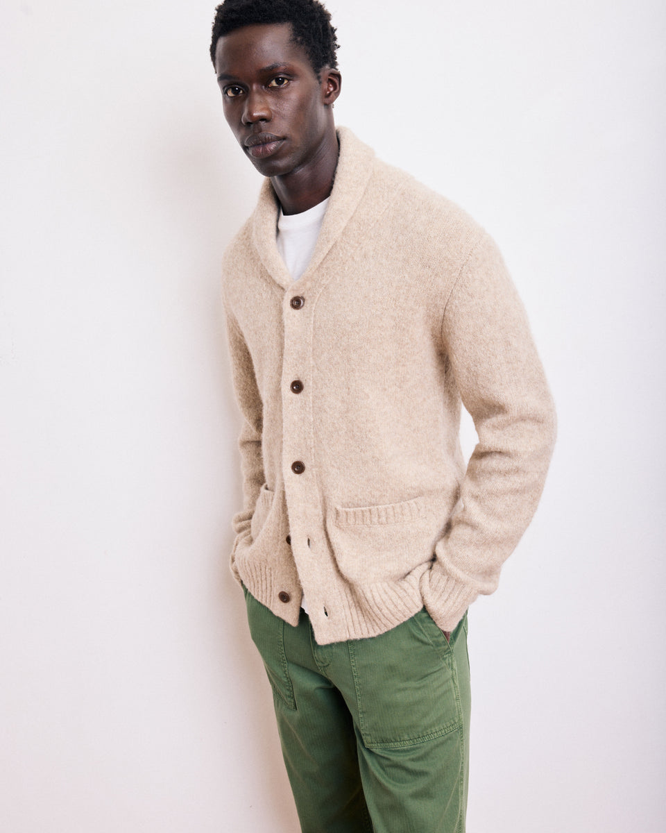 Cardigan Homme en Laine d'Alpaga & Yak Beige - Image principale