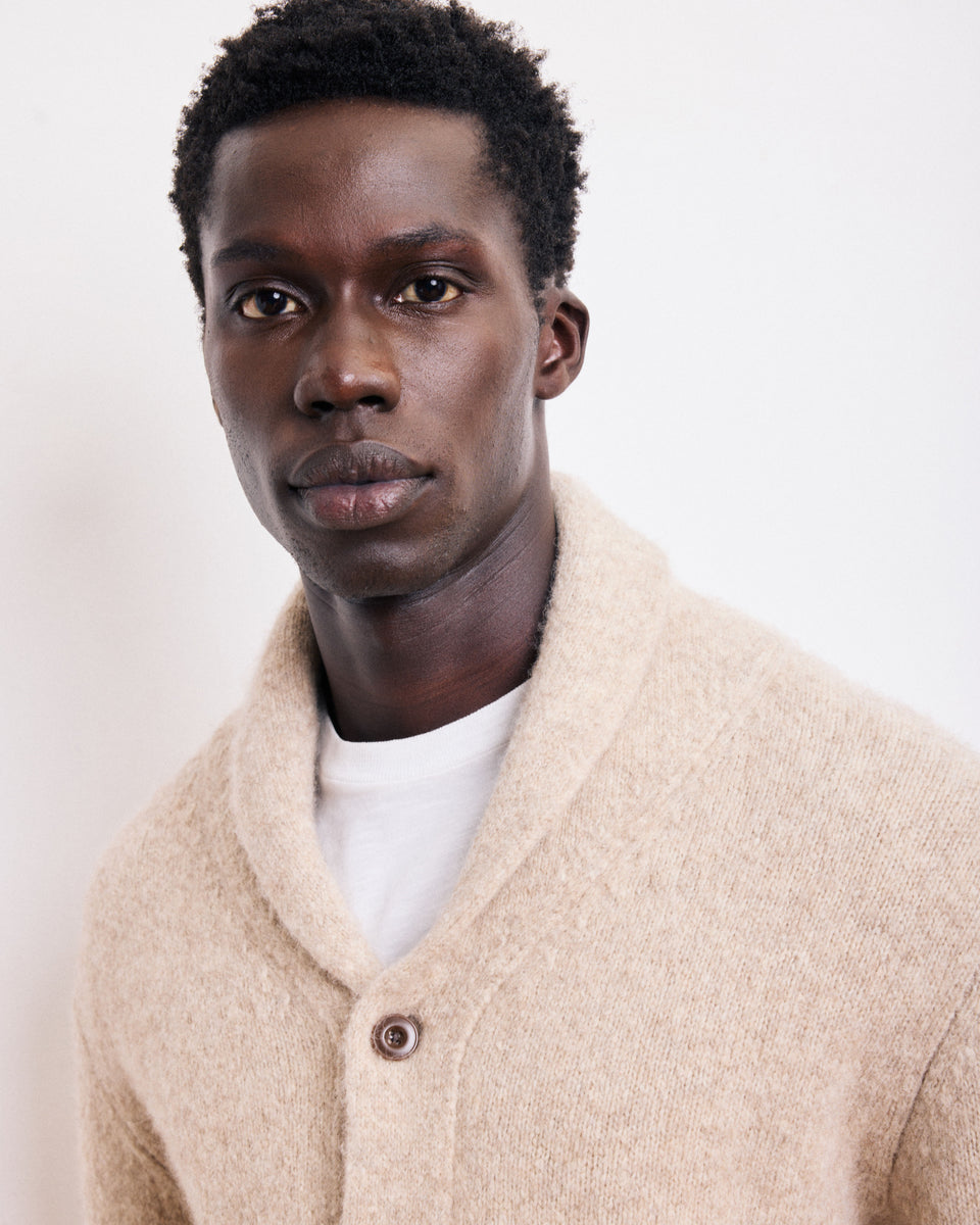 Cardigan Homme en Laine d'Alpaga & Yak Beige - Image alternative