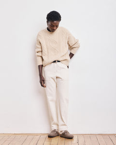 Pantalon Femme en Coton brossé Ecru Paisible