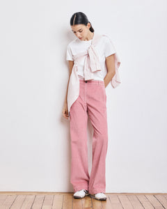 Pantalon Femme en Velours Côtelé Rose Pandore