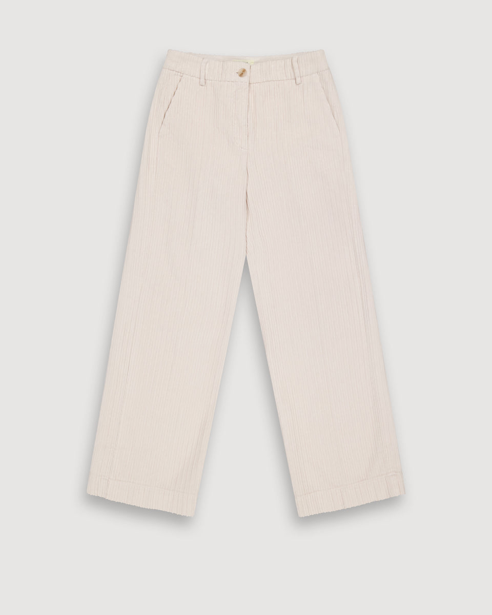 Pandore Girl's Off-White Corduroy Pants - Image principale
