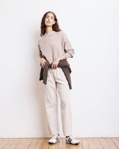 Pantalon Femme en Velours Côtelé Seersucker Craie Peyo