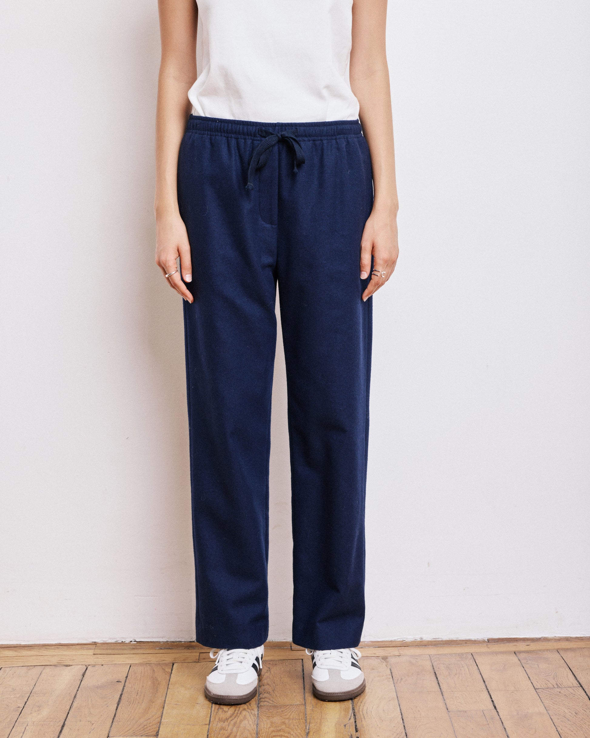 Pantalon Femme en Flanelle de Laine Bleu Marine Peyo