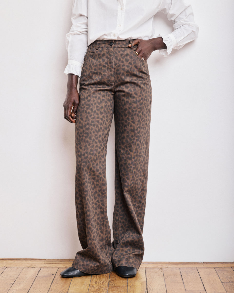 Pilote Women's Leopard Cotton & Lyocell Pants - Image alternative