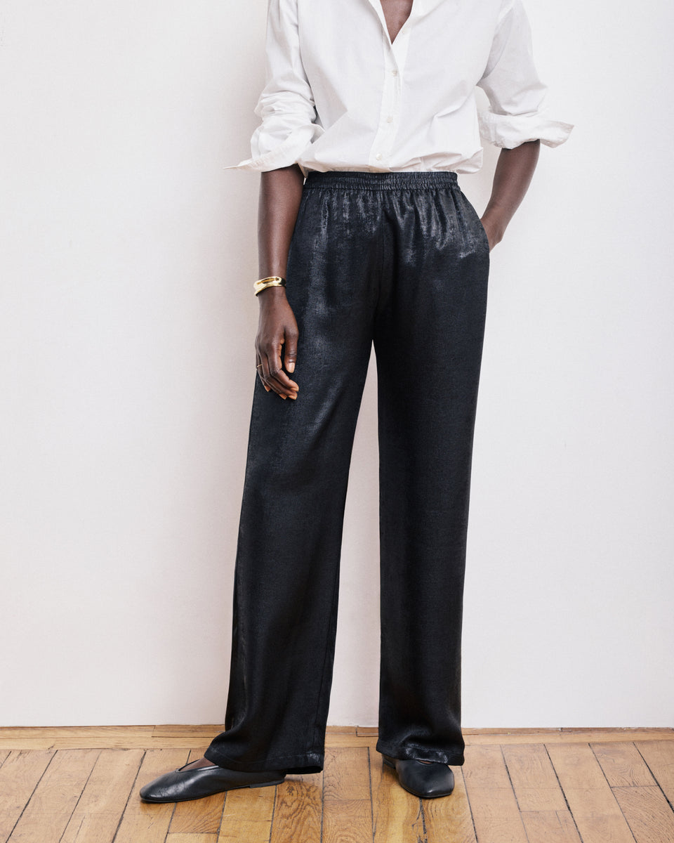 Plaisance Women's Black Lamé Pants - Image alternative