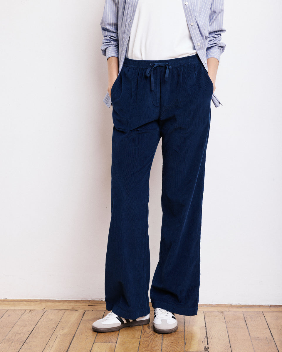 Plumiel Women's Navy Blue Corduroy Pants - Image alternative