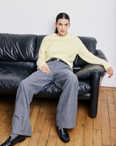 Pantalon Femme en Laine Bleu Marine & Gris Positanon