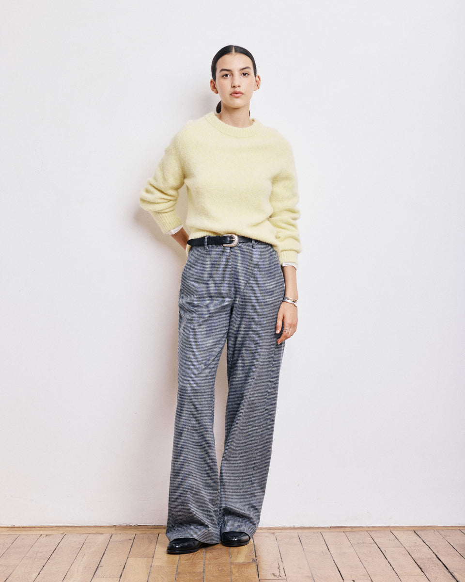 Pantalon Femme en Laine Bleu Marine & Gris Positanon - Image alternative