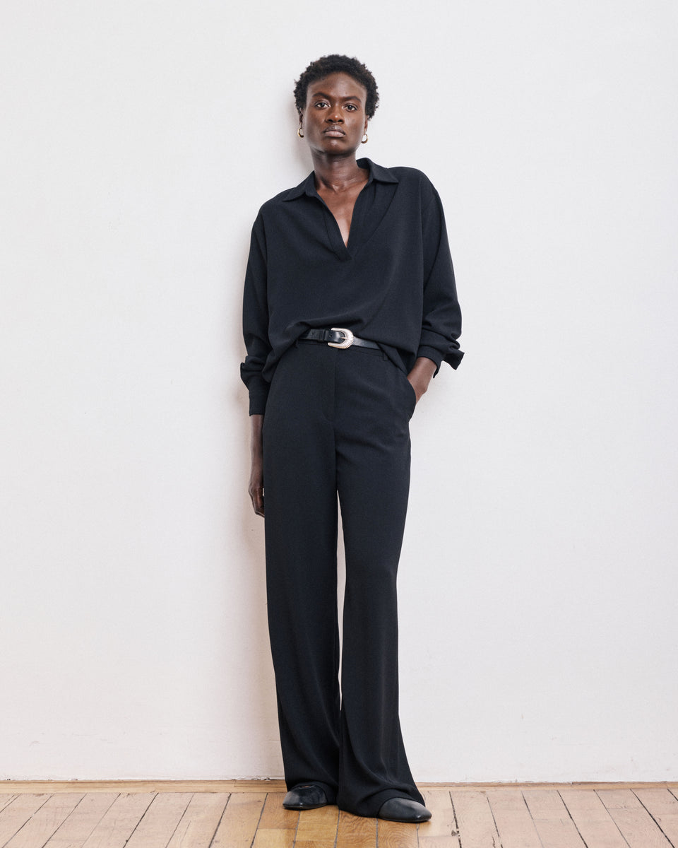 Positanon Women's Black Crepe Pants - Image principale