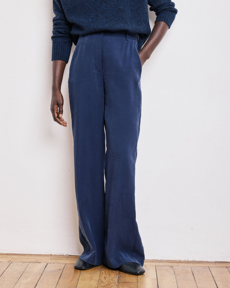 Positanon Women's Navy Blue Modal Pants - Image alternative