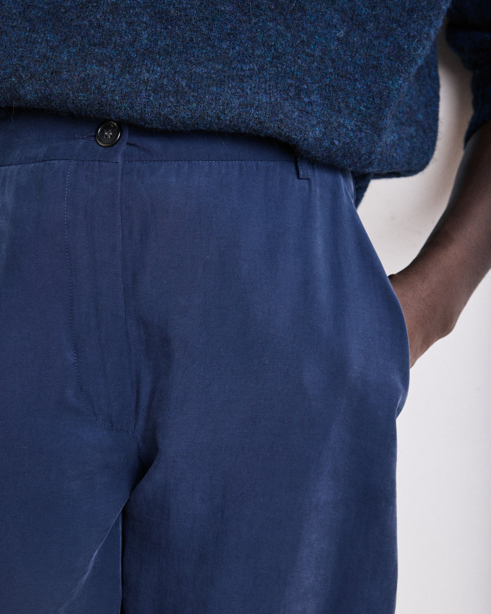 Pantalon Femme en Modal Bleu Marine Positanon - Image 3