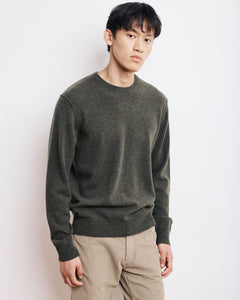 Pull Col Rond Homme en Laine & Cachemire Vert Militaire