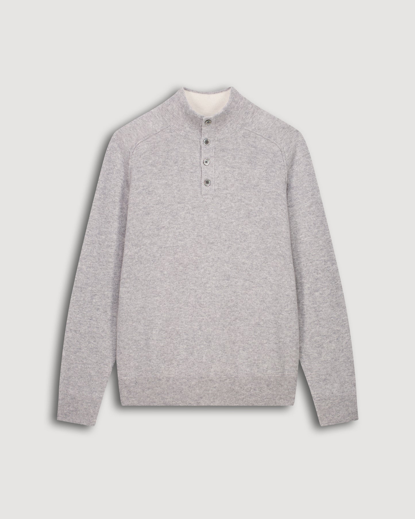 Jersey de cuello alto para hombre en Lana & Cachemira Gris jaspeado