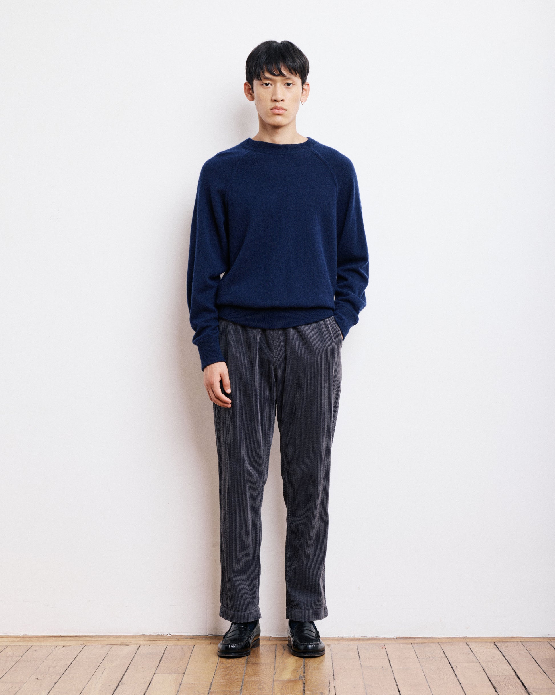 Pull Col Rond Homme en Laine & Cachemire Bleu Marine