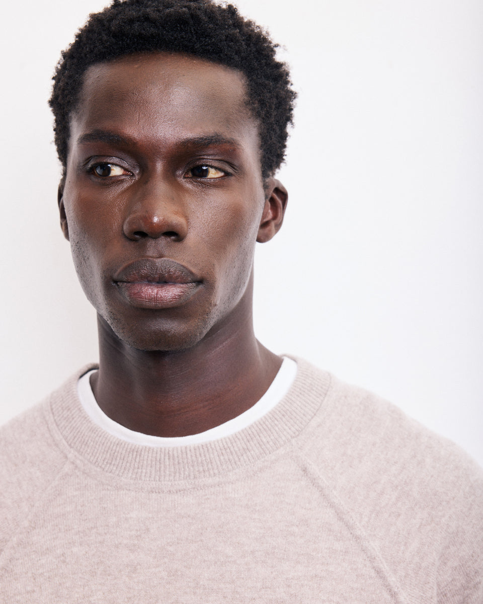 Pull Col Rond Homme en Laine & Cachemire Beige - Image alternative