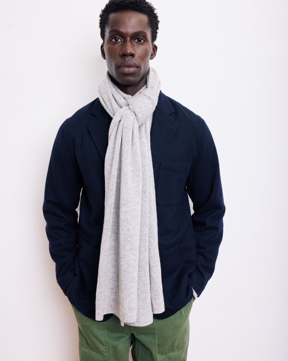 Echarpe Homme en Laine & Cachemire Gris Chiné - Image principale