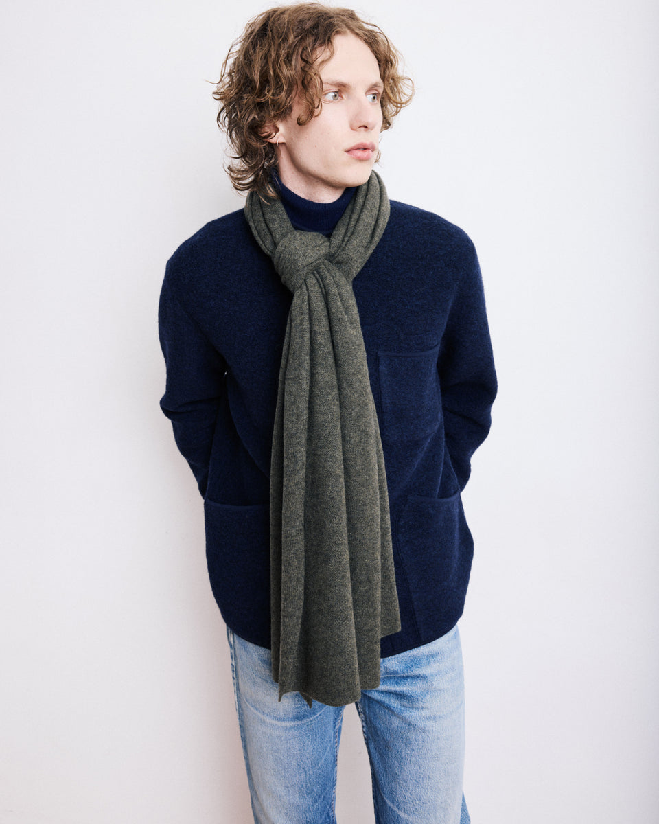 Echarpe Homme en Laine & Cachemire Vert Militaire - Image principale