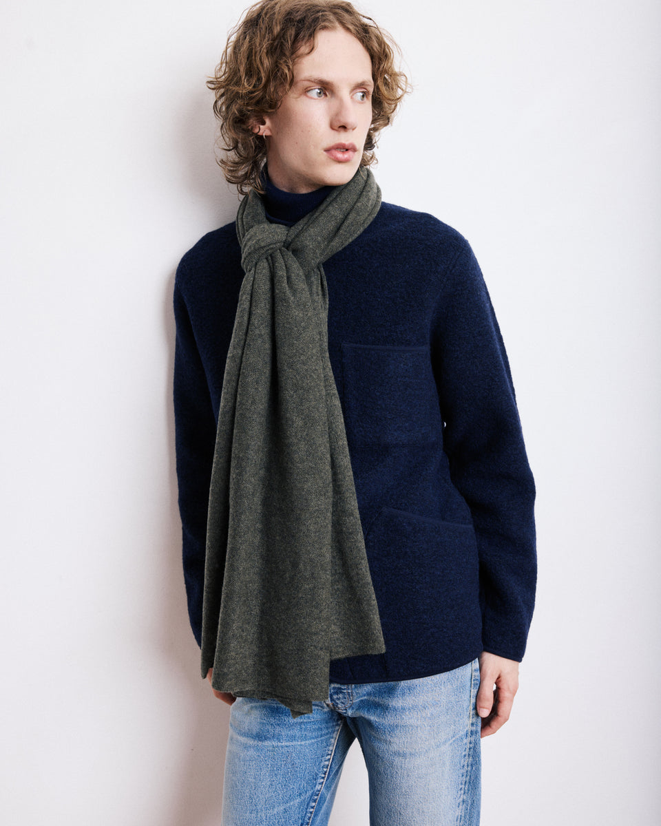 Echarpe Homme en Laine & Cachemire Vert Militaire - Image alternative
