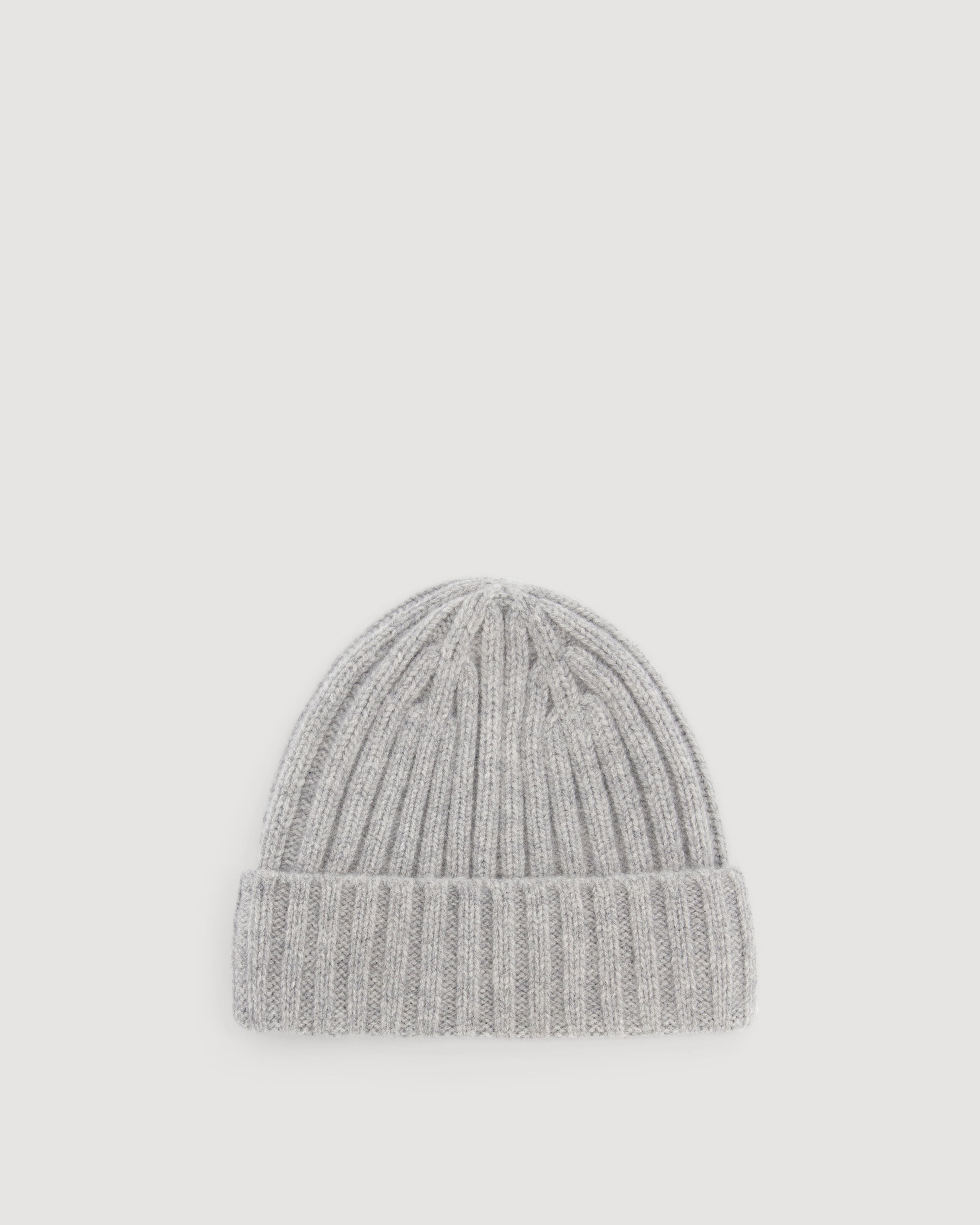 Bonnet Homme en Laine & Cachemire Gris Chiné