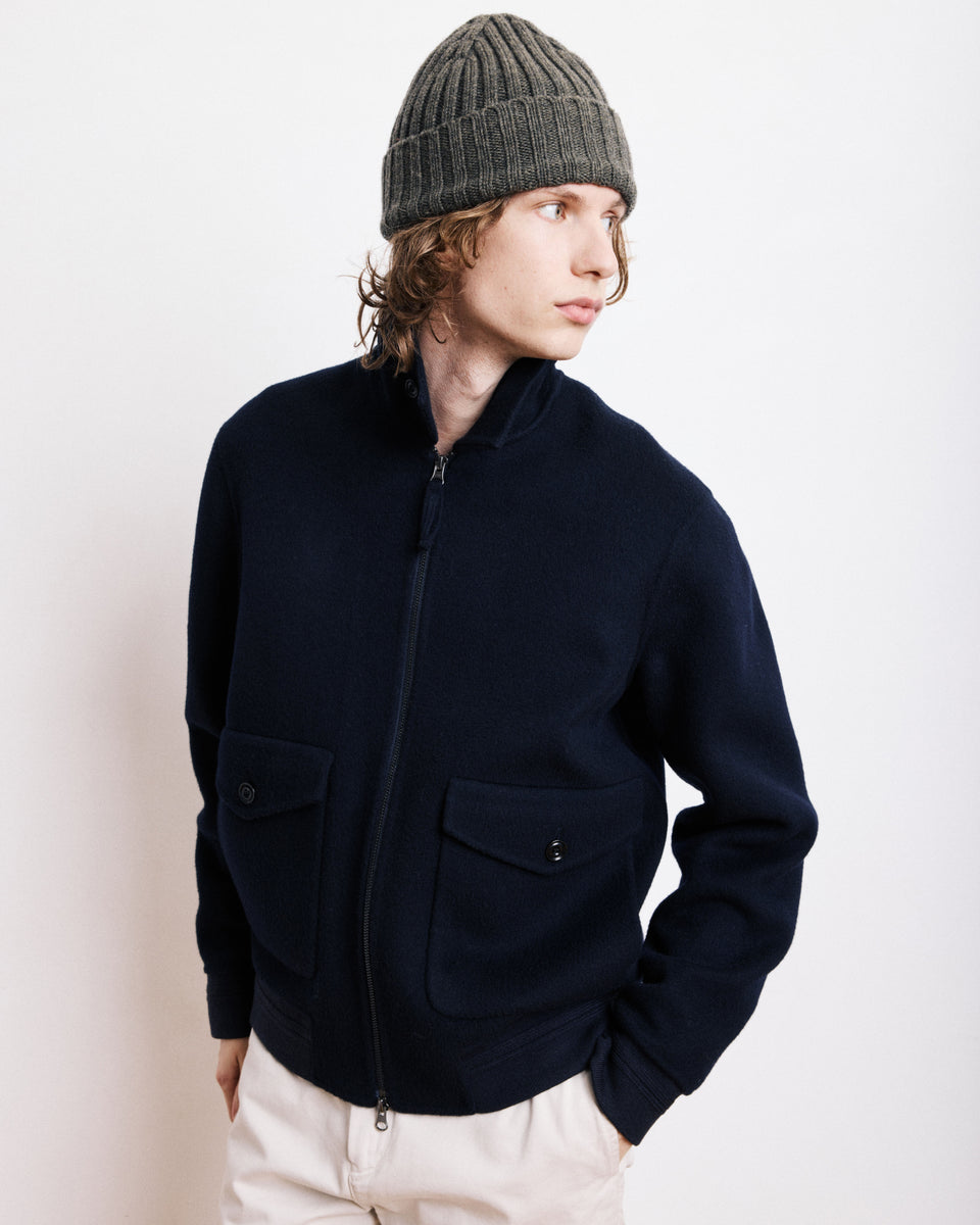Bonnet Homme en Laine & Cachemire Vert Militaire - Image principale