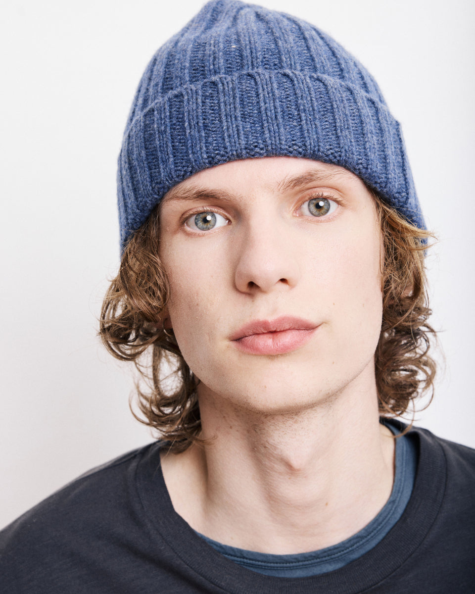 Bonnet Homme en Laine & Cachemire Bleu Cobalt - Image principale