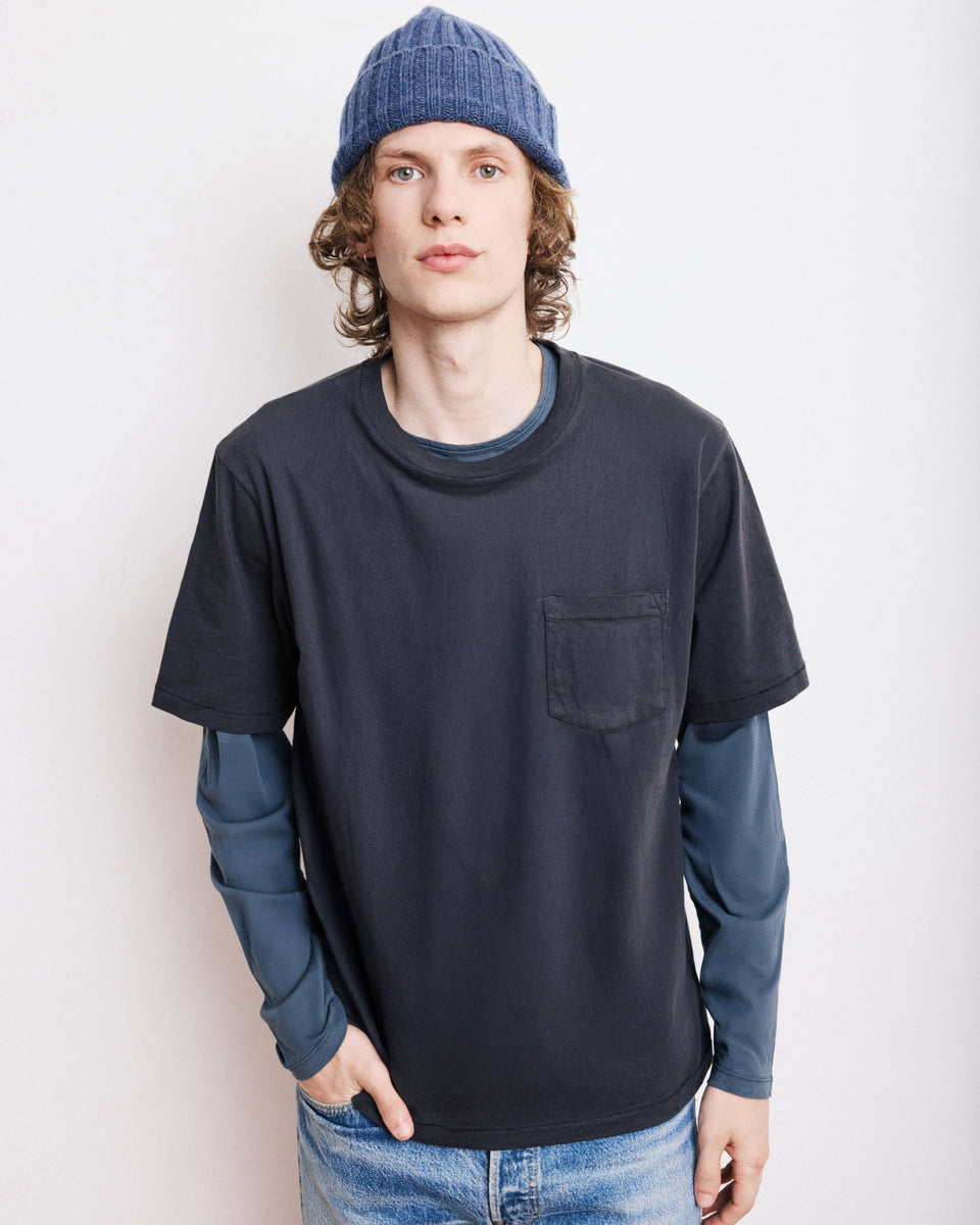Bonnet Homme en Laine & Cachemire Bleu Cobalt - Image alternative